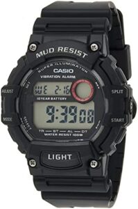 Casio Mud Resistant Stainless Steel Quartz Watch with Resin Strap,