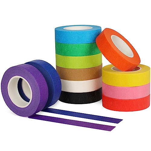 Guirnd 12PCS Colored Masking Tape, Kids Art Supplies Colored Tape, DIY